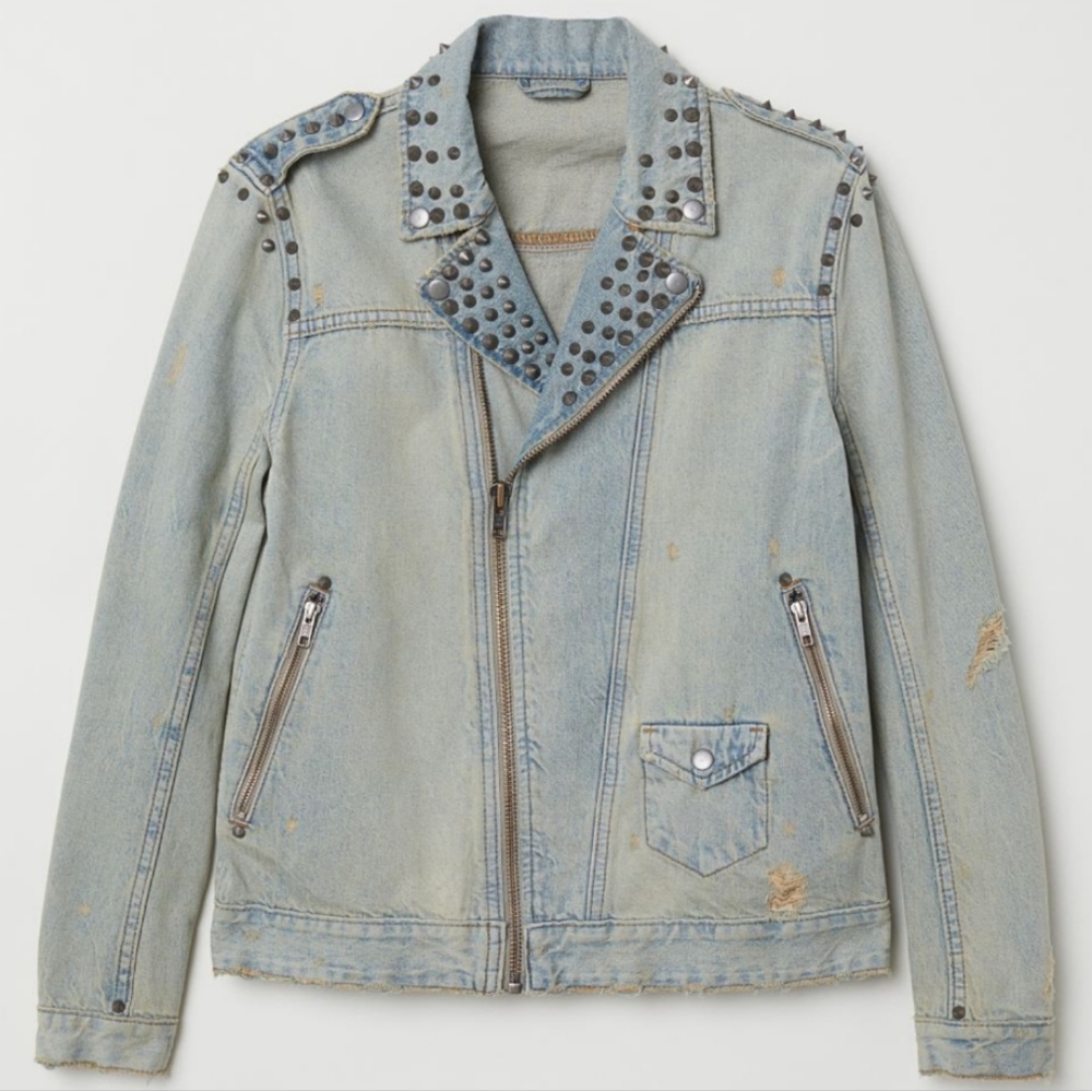 H&M studded denim moto style jacket